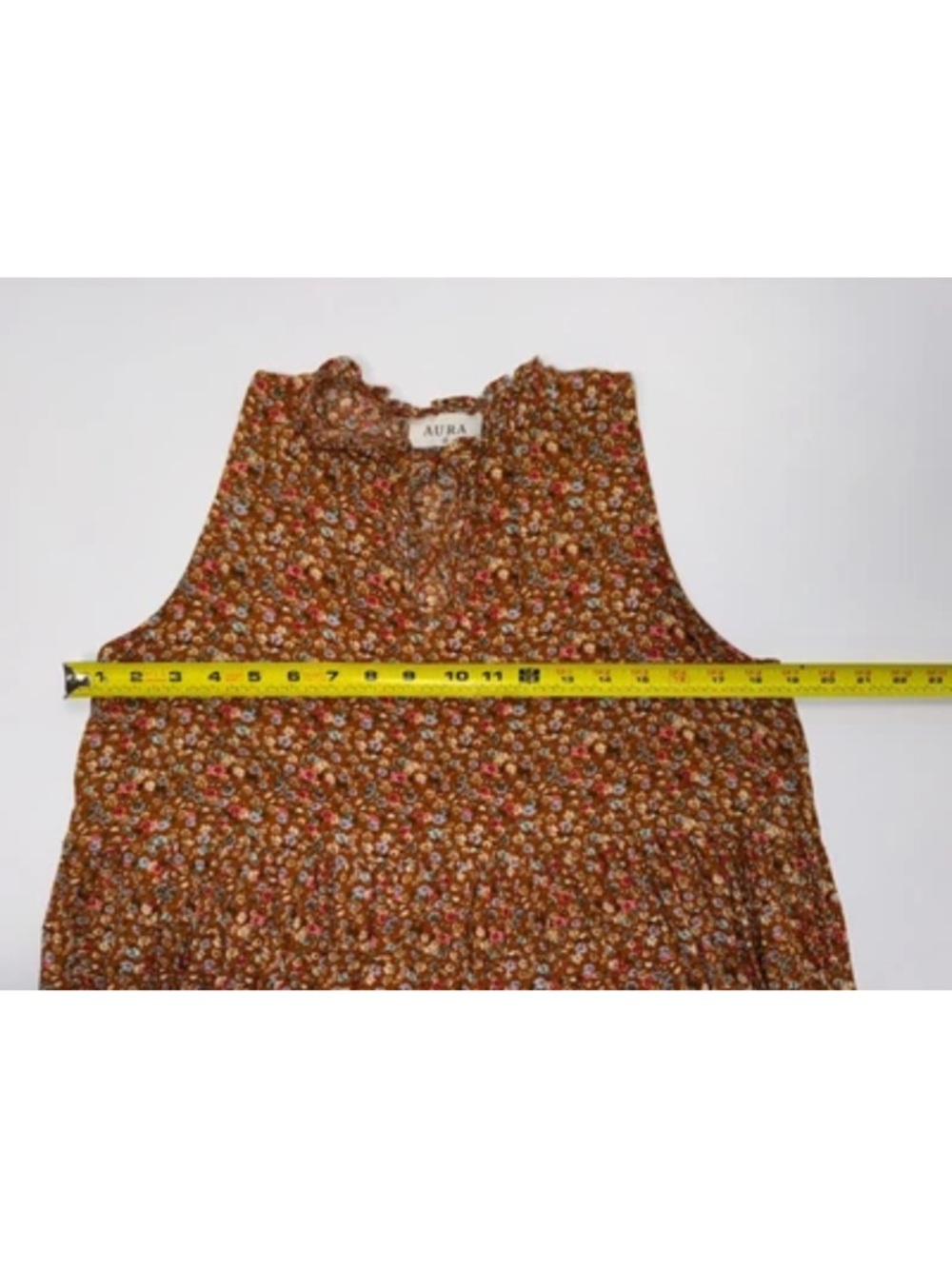 Free People Aura Women’s Summer Dress Floral Burnt Orange Brown Tiered Rayon S - Picture 8 of 10